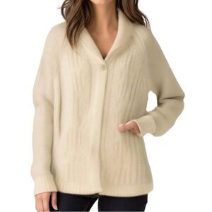 WOOLRICH wool blend fisherman’s sweater | size M Cream Chunky Knit Classic look